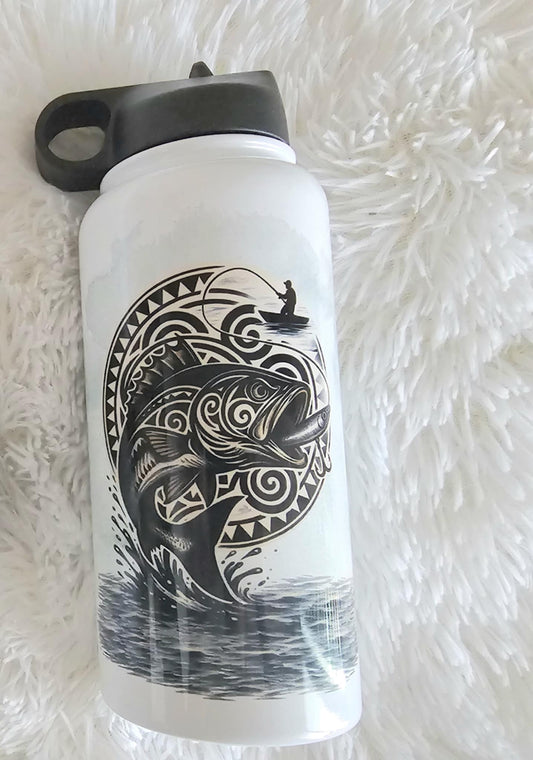 32 oz Water Bottle Hmong Fishing Enthusiast